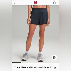 Lululemon Navy Track That Mid-Rise 5” Shorts